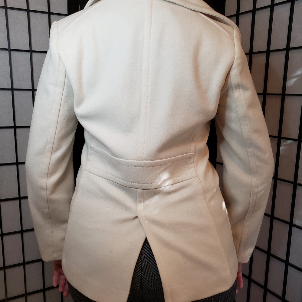 J. Crew cream colored wool pea coat size small - Picture 11 of 16